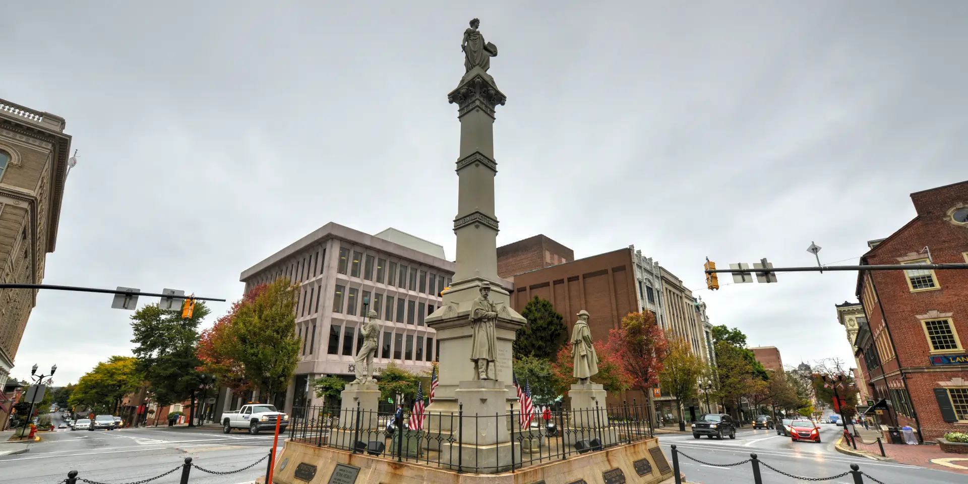 View of buildings in downtown Reading, Pennsylvania.
