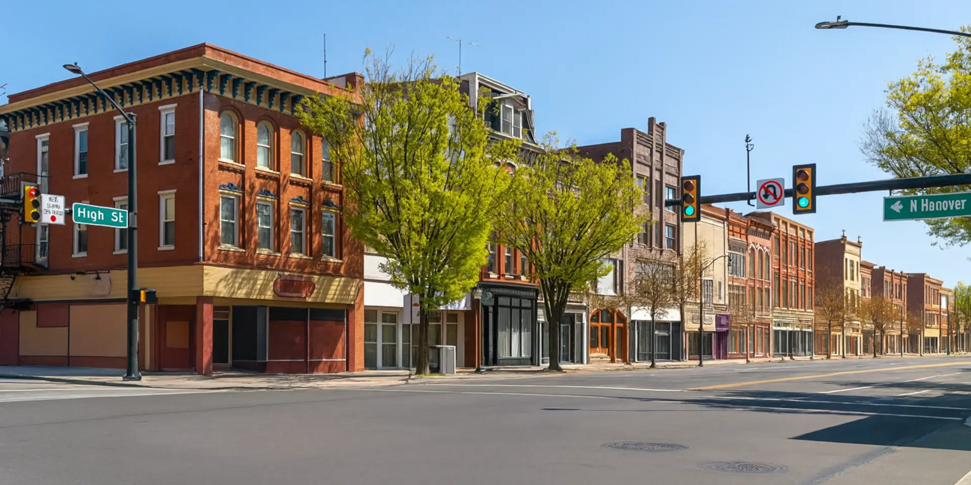 View of buildings in downtown Reading, Pennsylvania.