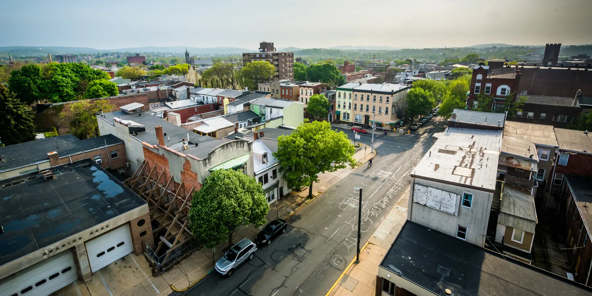 View of buildings in downtown Reading, Pennsylvania.