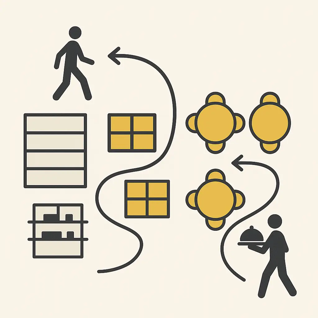 movement graphics of customer and worker