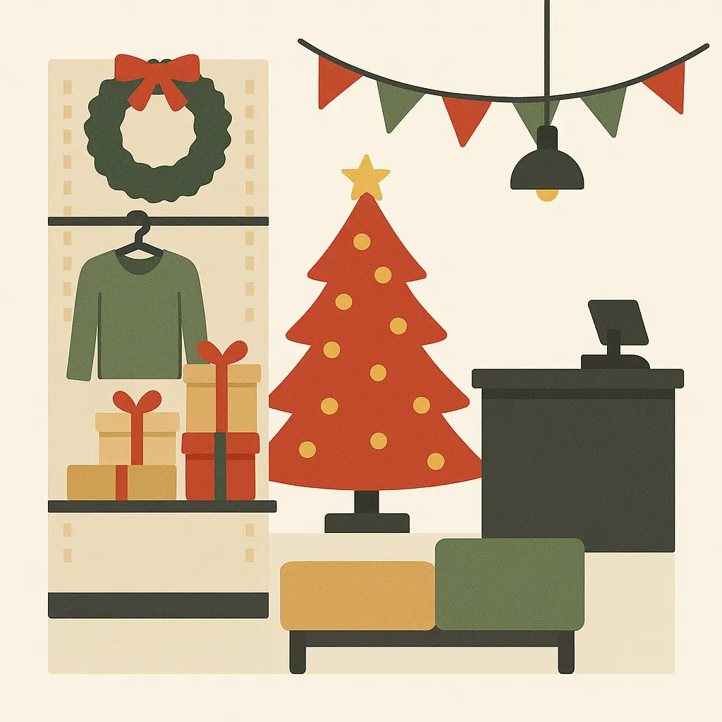 interior of store with christmas decorations