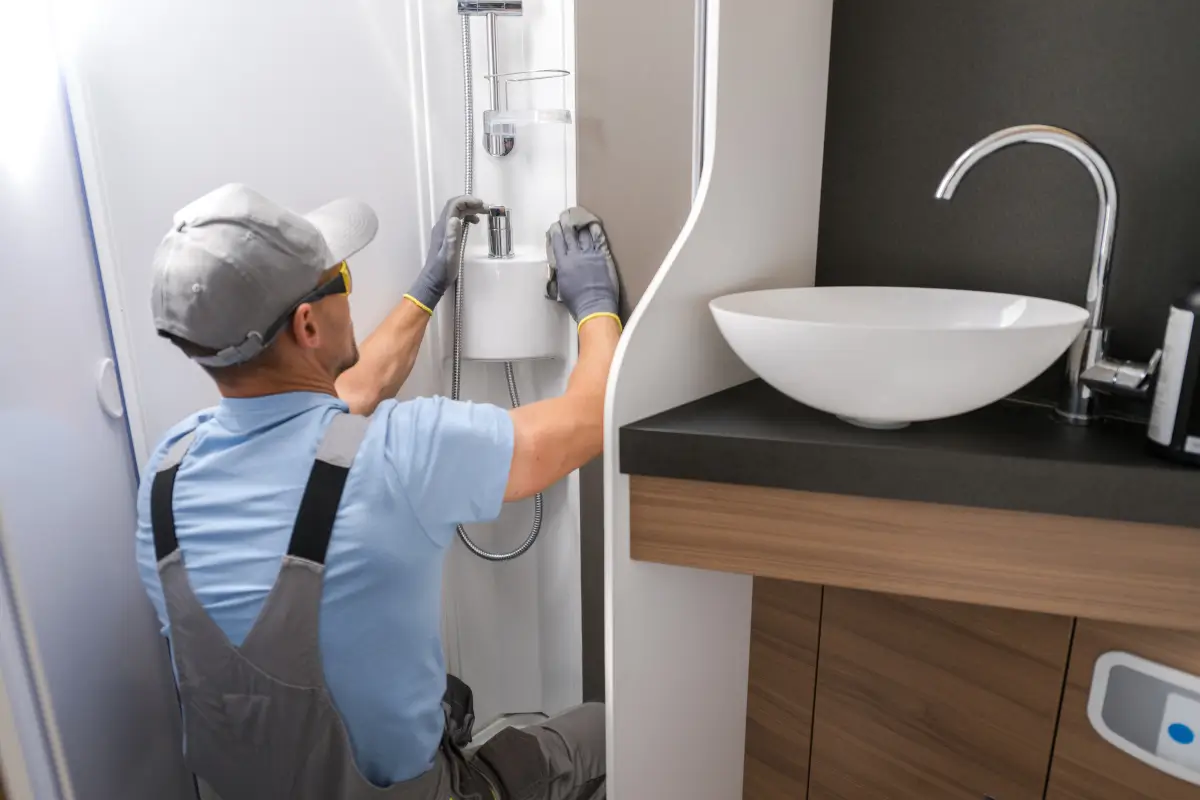 Roofers installing black roof tiles on residential home.