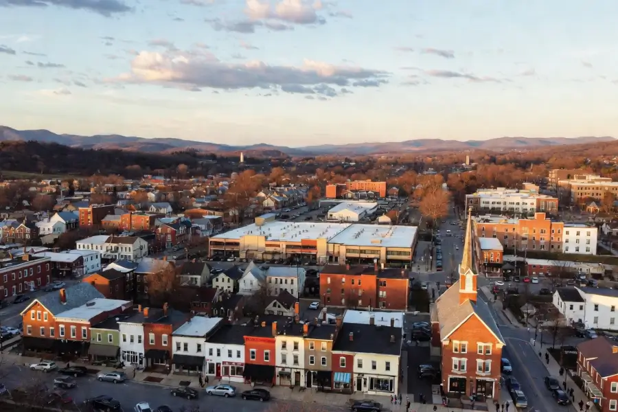 View of buildings in downtown Reading, Pennsylvania.