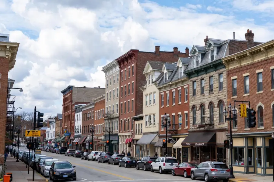 View of buildings in downtown Reading, Pennsylvania.